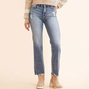 BKE NEW Buckle Billie Cropped Straight Stretch Lightwash Distressed Jean 27x28